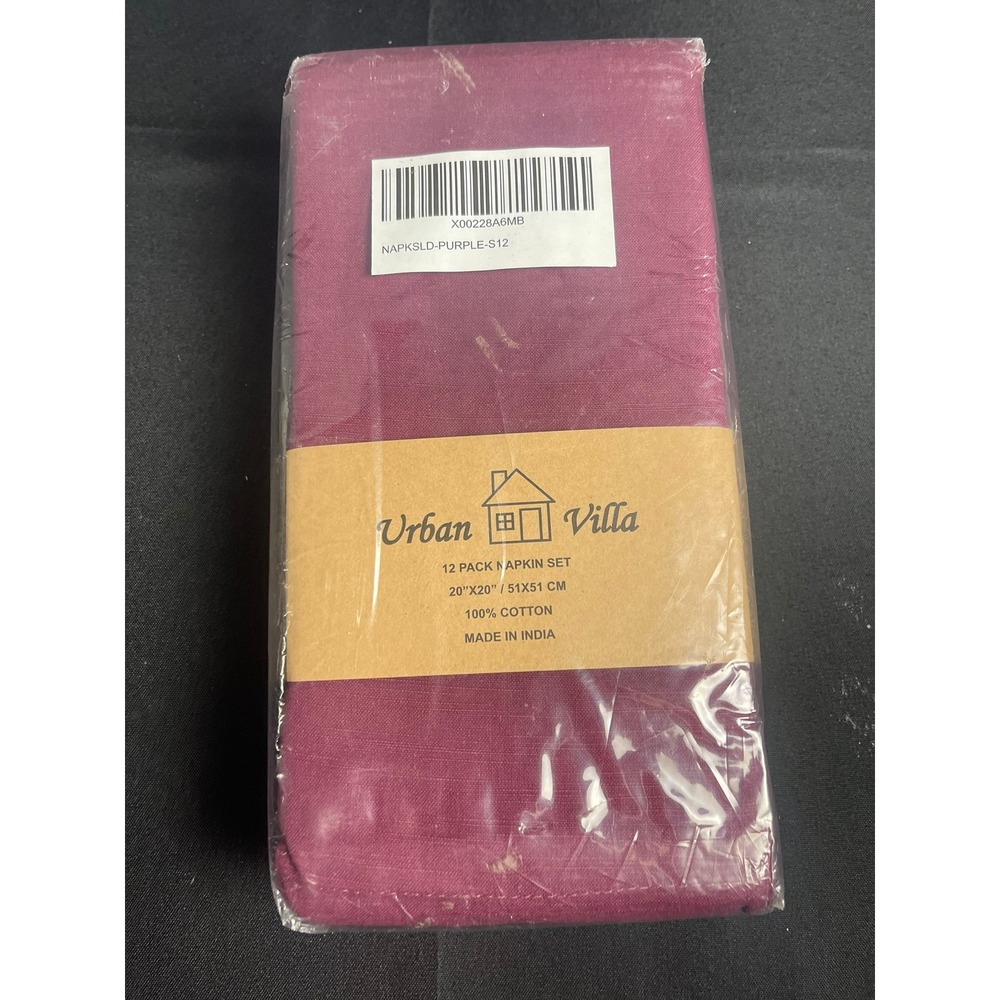 Urban Villa 12 Pack Cotton Napkin Set Purple 20x20 Solid Cloth Dinner Napkins